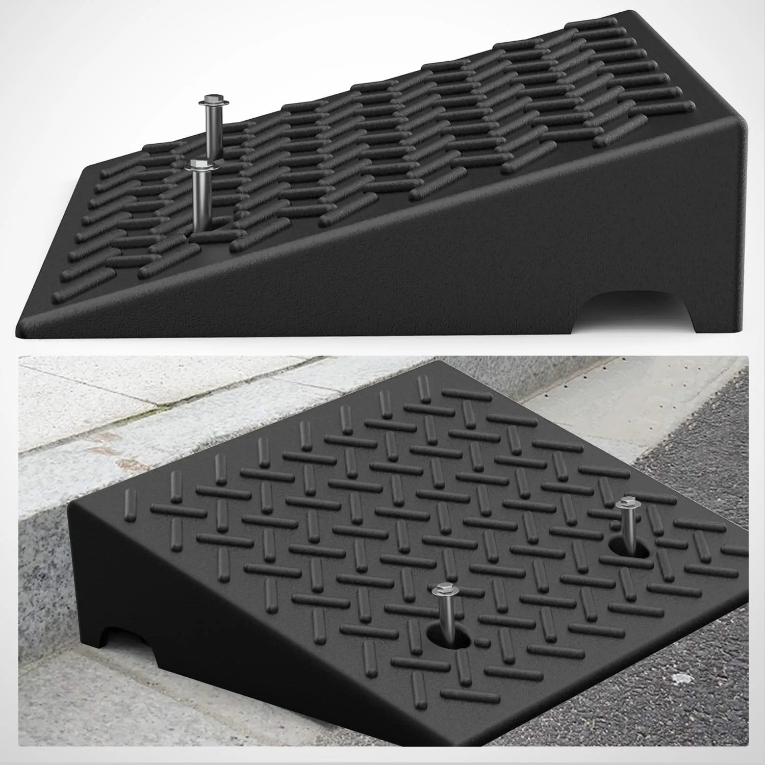 7.5 Inch 7000lbs Load Capacity Rise Height Heavy Duty Rubber Curb Ramp (Pair)