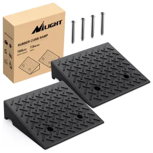 7.5 Inch 7000lbs Load Capacity Rise Height Heavy Duty Rubber Curb Ramp (Pair)