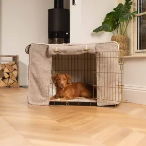 Dog Crate Cover in Mink Bouclé by Lords & Labradors