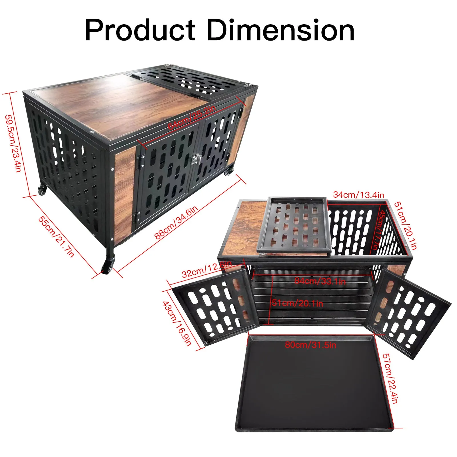 Dog Crate End Table with Cushion and Hooks