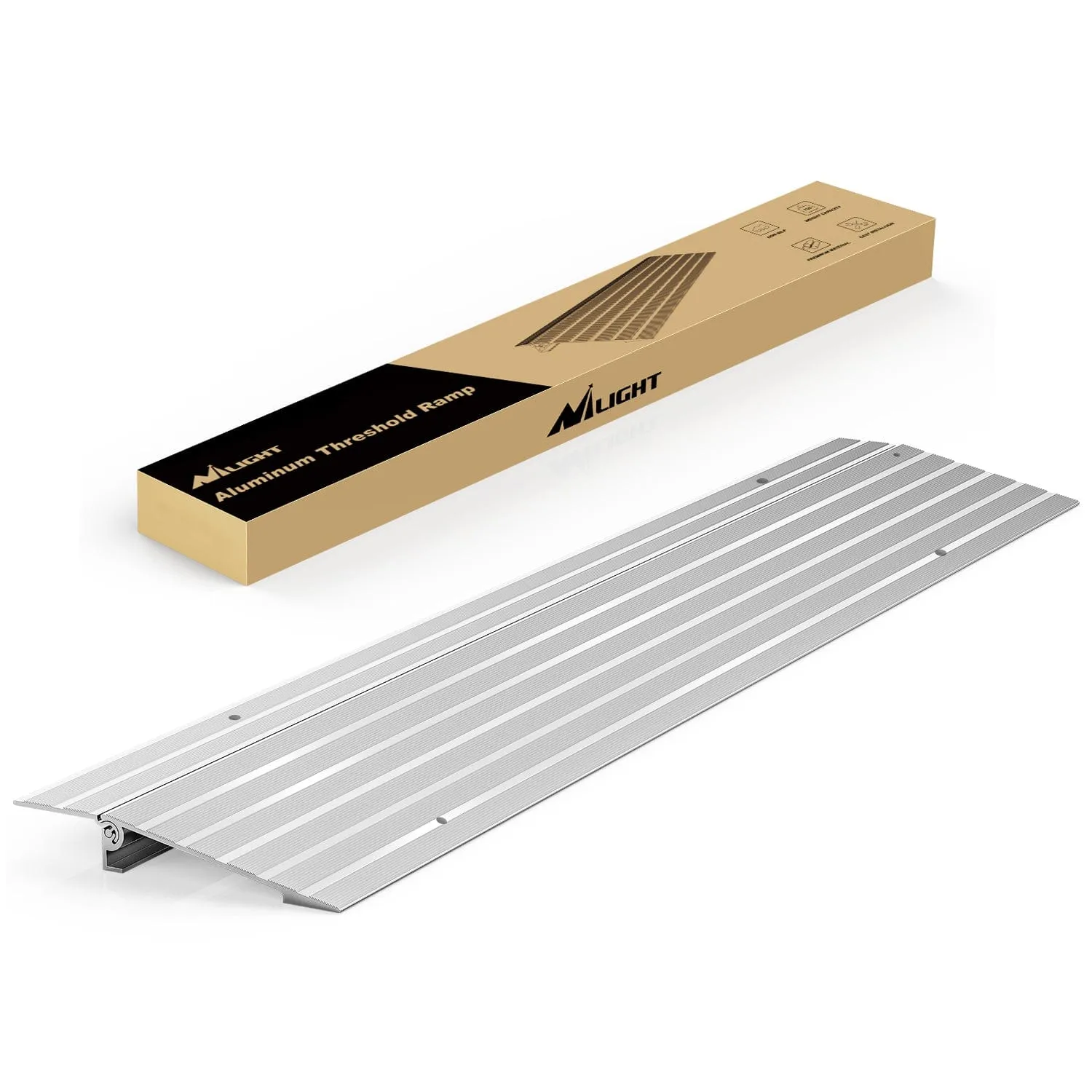 Door Threshold Ramp 1inch Rise Portable Aluminum Wheelchair Door Transition Entry Ramps for Doorways Home Steps