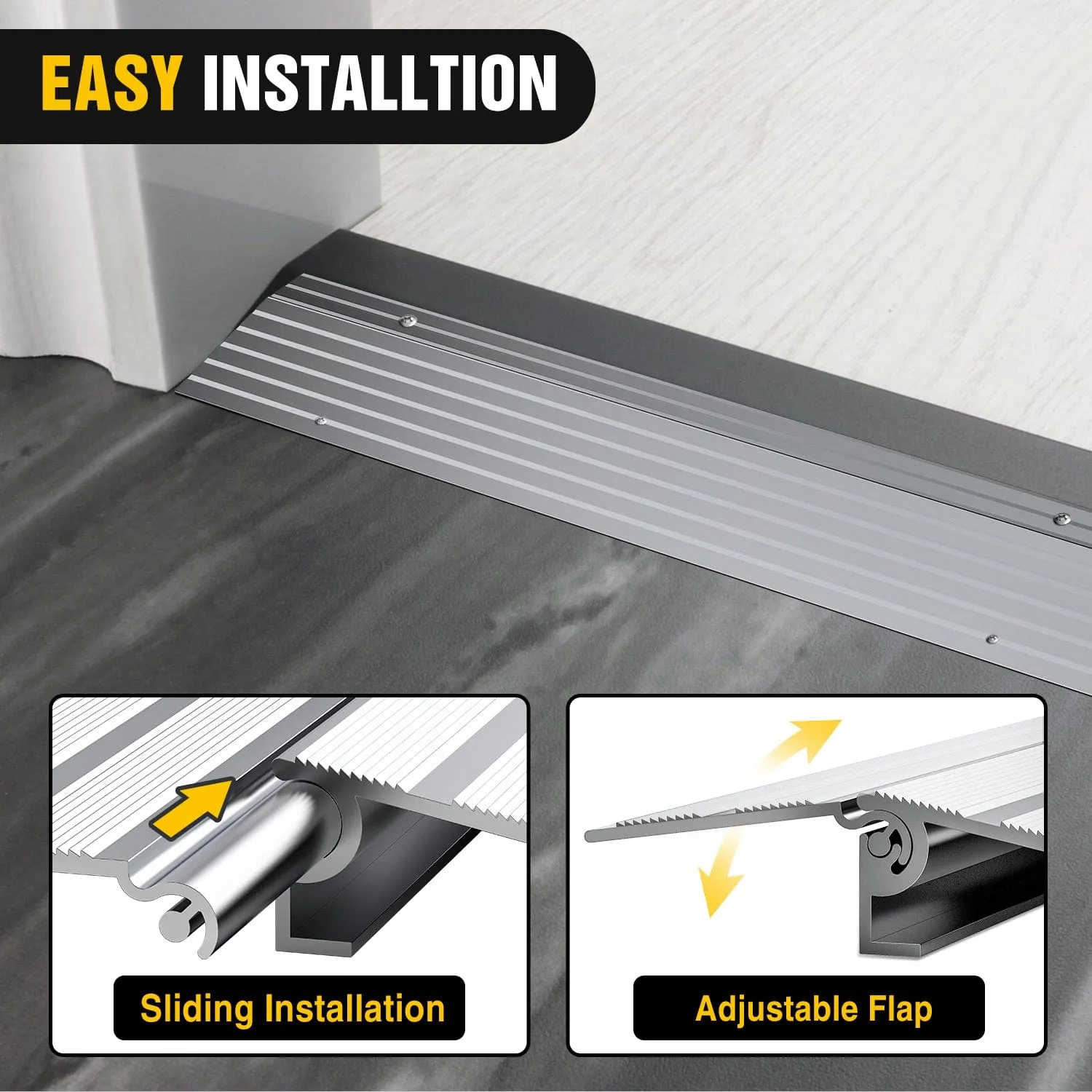 Door Threshold Ramp 1inch Rise Portable Aluminum Wheelchair Door Transition Entry Ramps for Doorways Home Steps