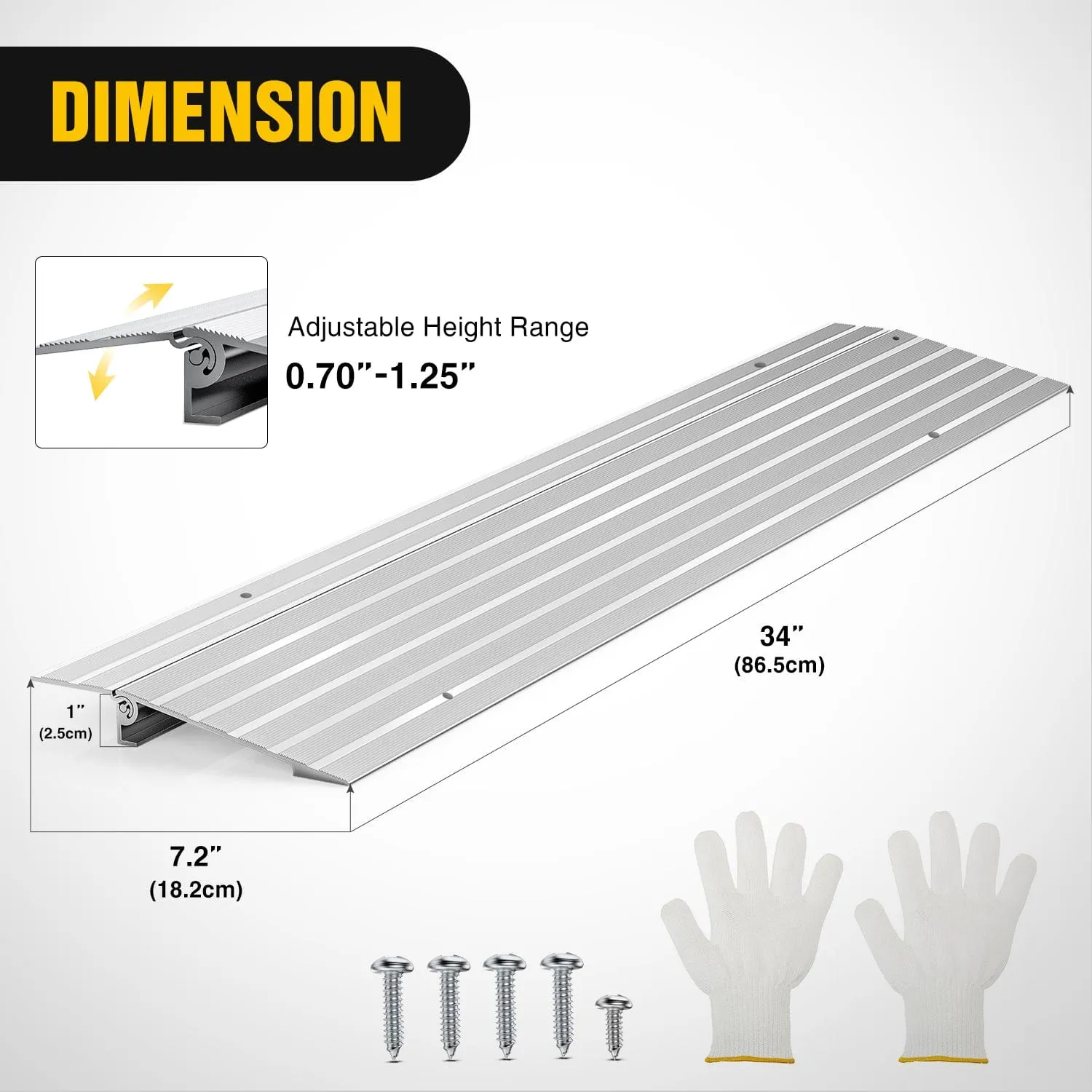Door Threshold Ramp 1inch Rise Portable Aluminum Wheelchair Door Transition Entry Ramps for Doorways Home Steps