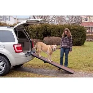 Full Length Tri-Fold Pet Ramp - Chocolate-Black