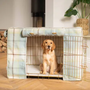 Gold Dog Crate with Crate Cover in Balmoral Duck Egg Tweed by Lords & Labradors