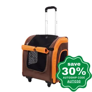Ibiyaya - New Liso Backpack Parallel Transport Pet Trolley - Orange/Brown