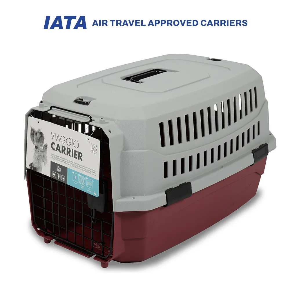 M Pets Viaggio IATA Approved Travel Carrier for Dogs and Cats (Grey & Red)