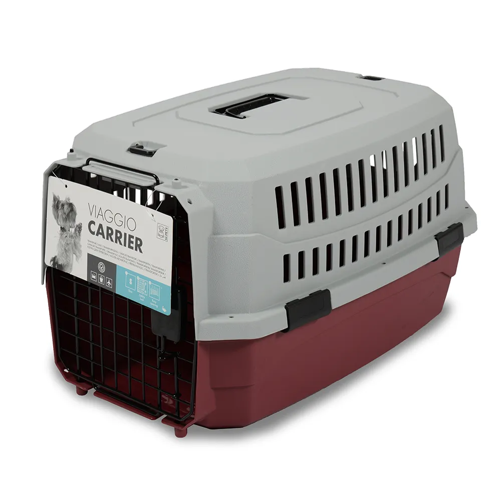 M Pets Viaggio IATA Approved Travel Carrier for Dogs and Cats (Grey & Red)