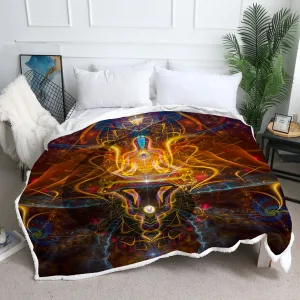 Meditation Fleece Blanket | Spiritual Throw Blanket | Ombre et Lumiere