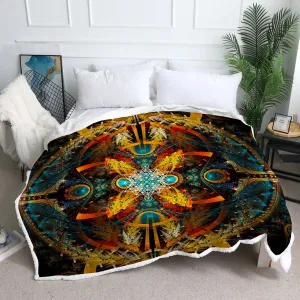 Merkaba Throw Blanket | Sherpa Fleece Sacred Geometry | Star Matrix