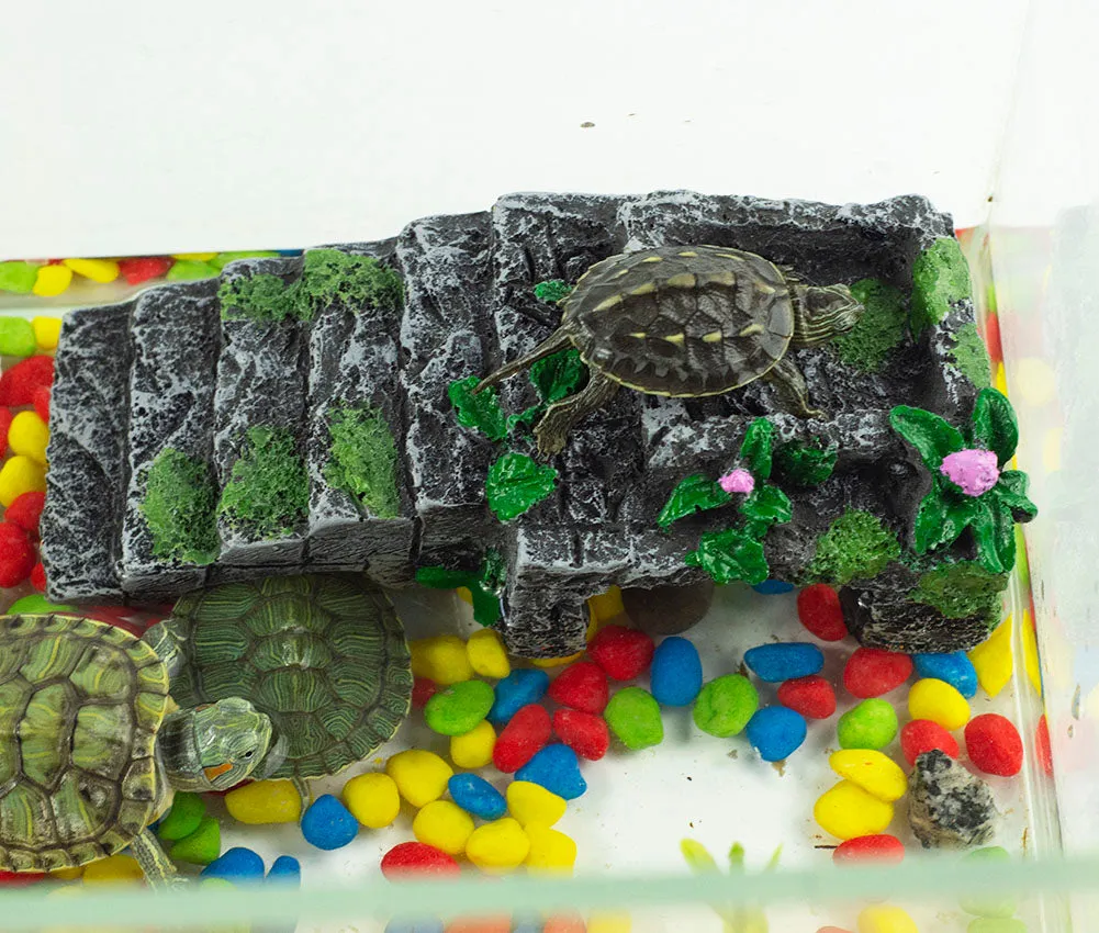 OMEM Reptile Breeding Box Shelter Habitat Decor Terrarium Hideout Turtle Basking Ramp Water Bowl Feeding Humidify Hide Caves