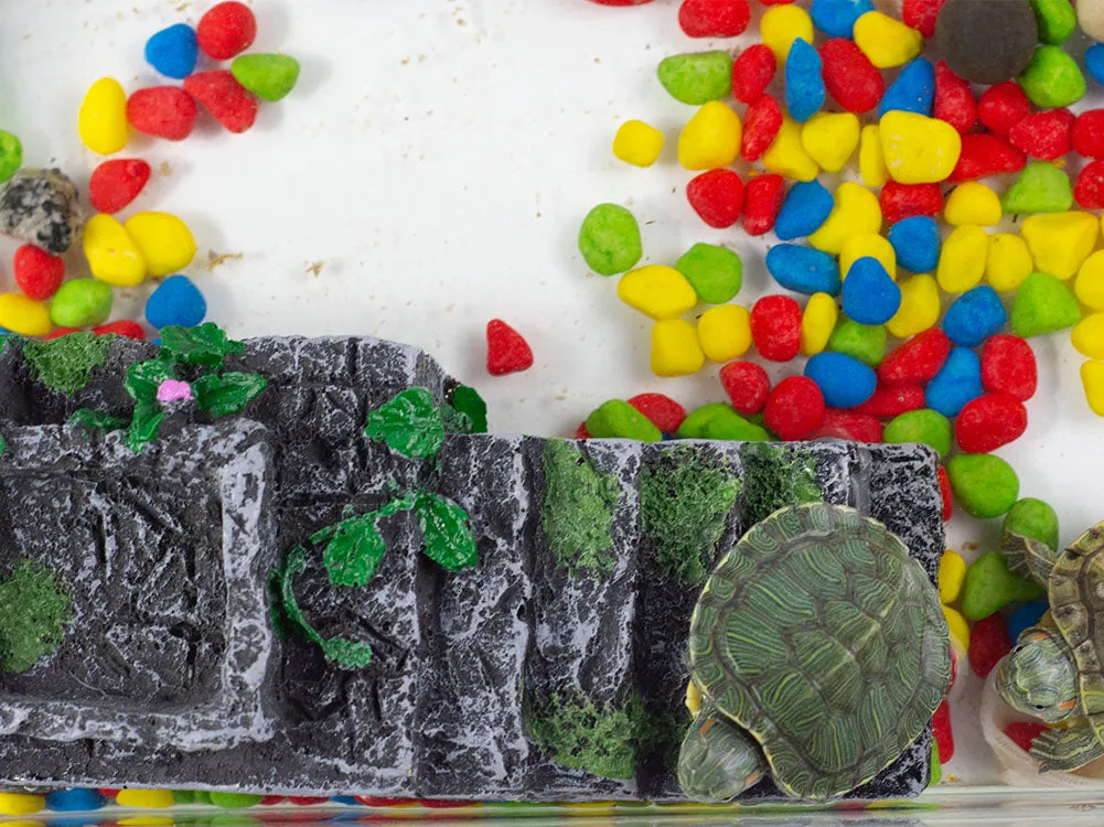 OMEM Reptile Breeding Box Shelter Habitat Decor Terrarium Hideout Turtle Basking Ramp Water Bowl Feeding Humidify Hide Caves