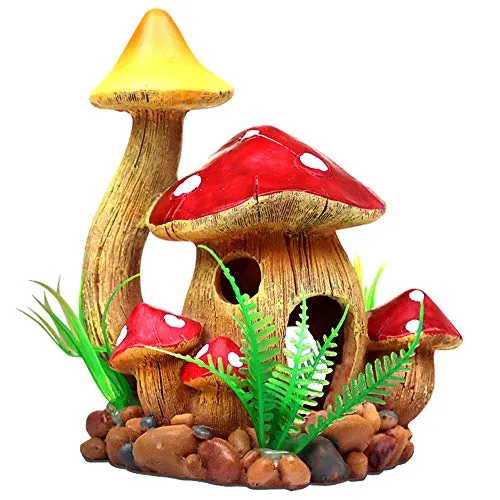 OMEM Reptile Hide Cave Amphibian Habitat Accessories Ornaments Garden Mushroom House Decor Landscape Ornament