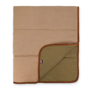 Padbury Linen Oat & Khaki Green Luxury Quilted Reversible Dog Blanket
