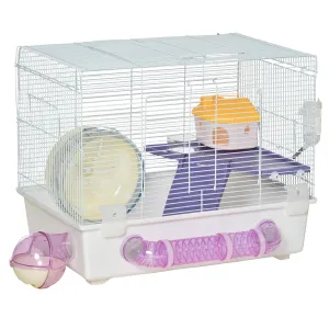 PawHut Hamster Cage Gerbil Rodent House Small Animal Habitat Exercise Wheels