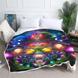 Psy Frog Fleece Blanket | Trippy Sherpa Blanket | Dimitri The Frog