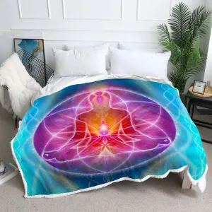 Spiritual Throw Blanket | Mandala Fleece | Violet Flame Ascension