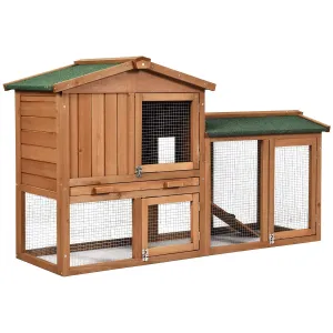 Tangkula Rabbit Hutch Indoor and Outdoor, 58-Inch Bunny Cage with Removable Tray & Ramp