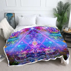 Trippy Throw Blanket | Psy Sherpa Fleece Blanket | Gates of Atlantis