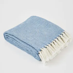 Weaver Green Blanket throw ~ Diamond - Capri/white coastal style interior
