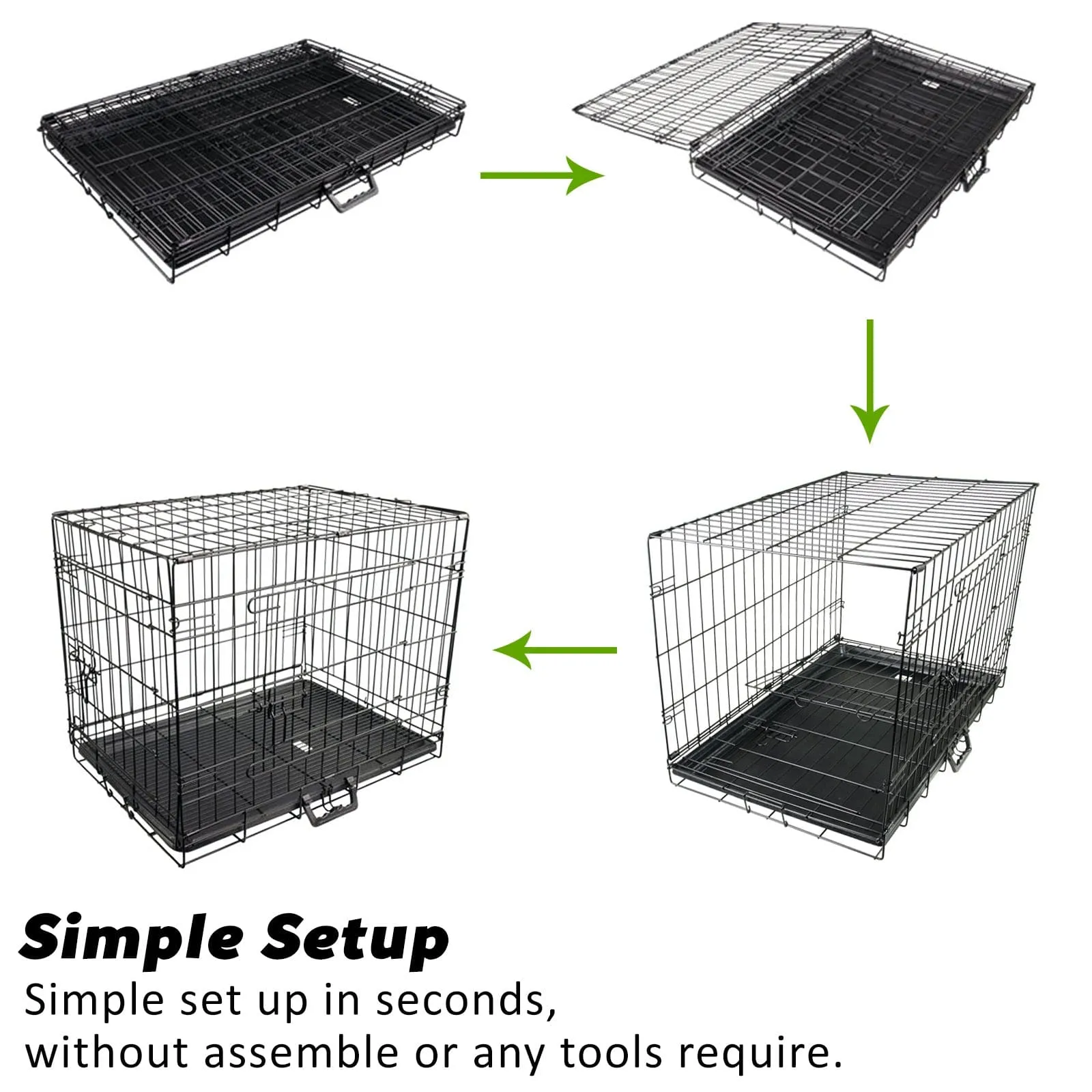 Wire Dog Cage Foldable Crate Kennel 24in with Tray   Cushion Mat Combo