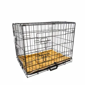 Wire Dog Cage Foldable Crate Kennel 24in with Tray   Cushion Mat Combo