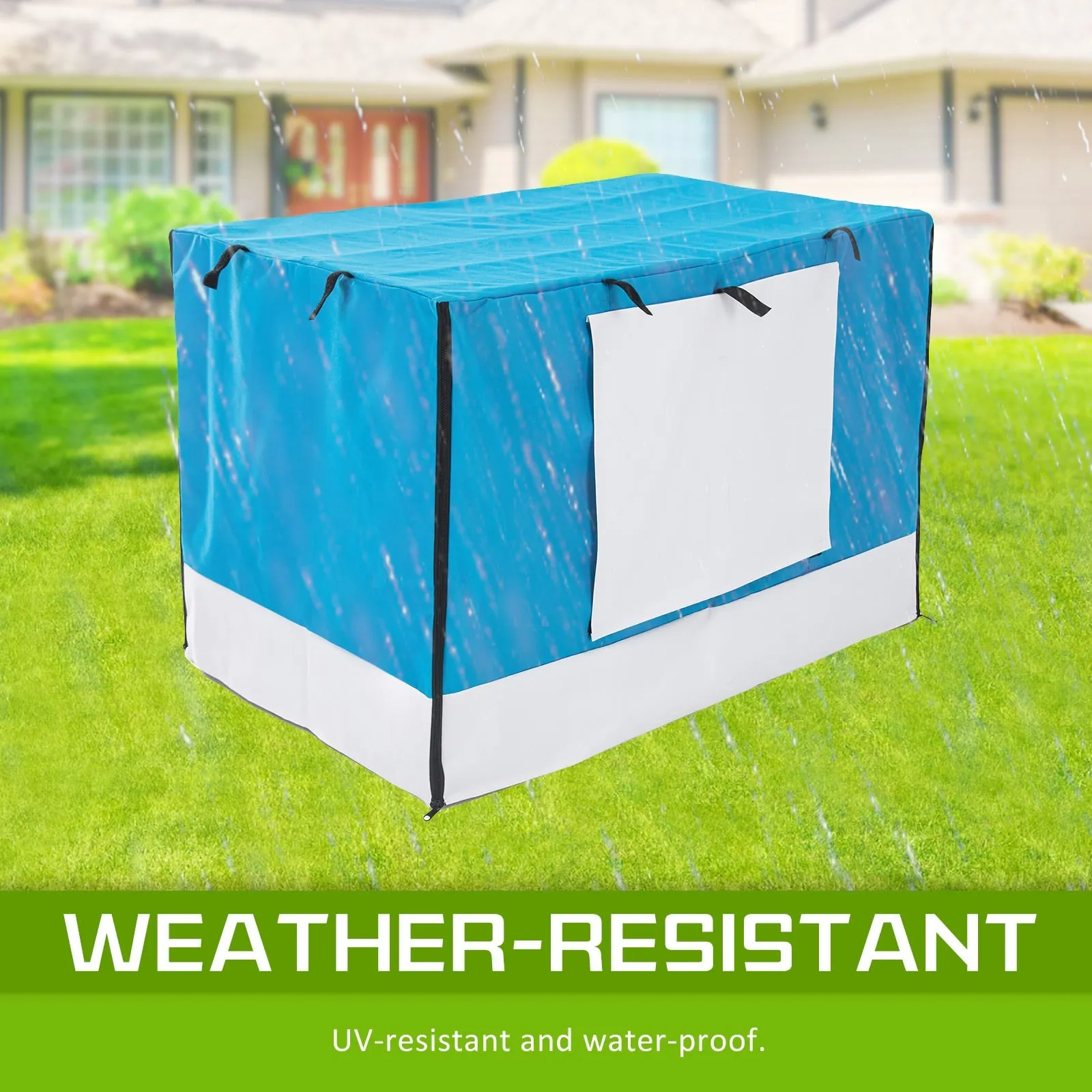 Wire Dog Cage Foldable Crate Kennel 30in with Tray   Blue Cover Combo