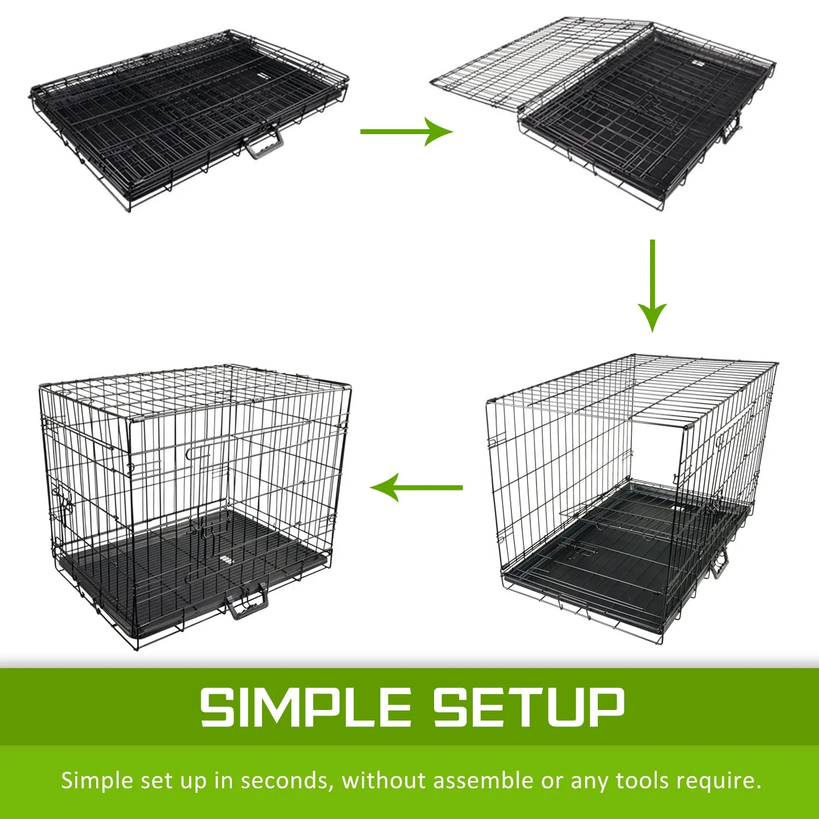 Wire Dog Cage Foldable Crate Kennel 30in with Tray   Blue Cover Combo