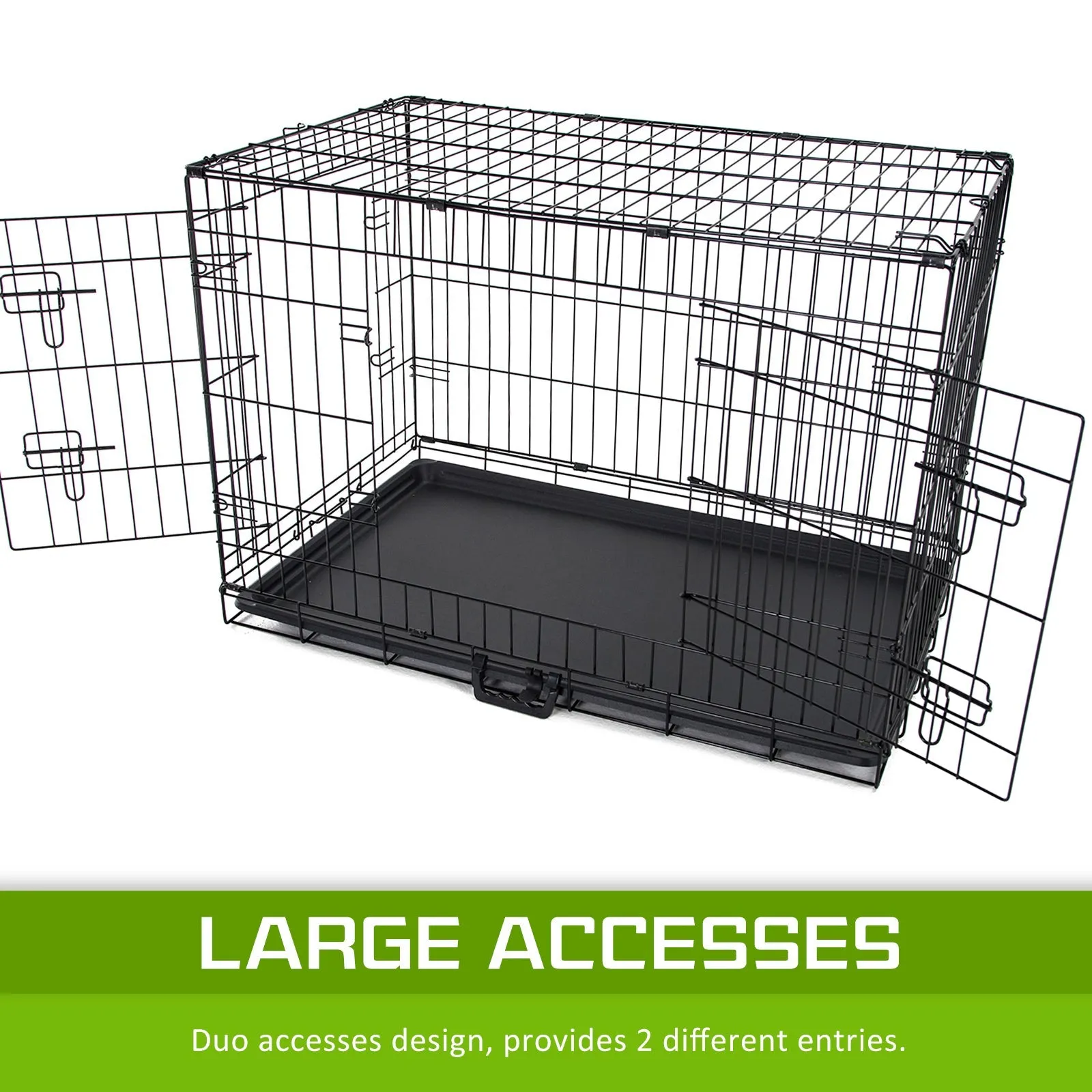 Wire Dog Cage Foldable Crate Kennel 30in with Tray   Blue Cover Combo