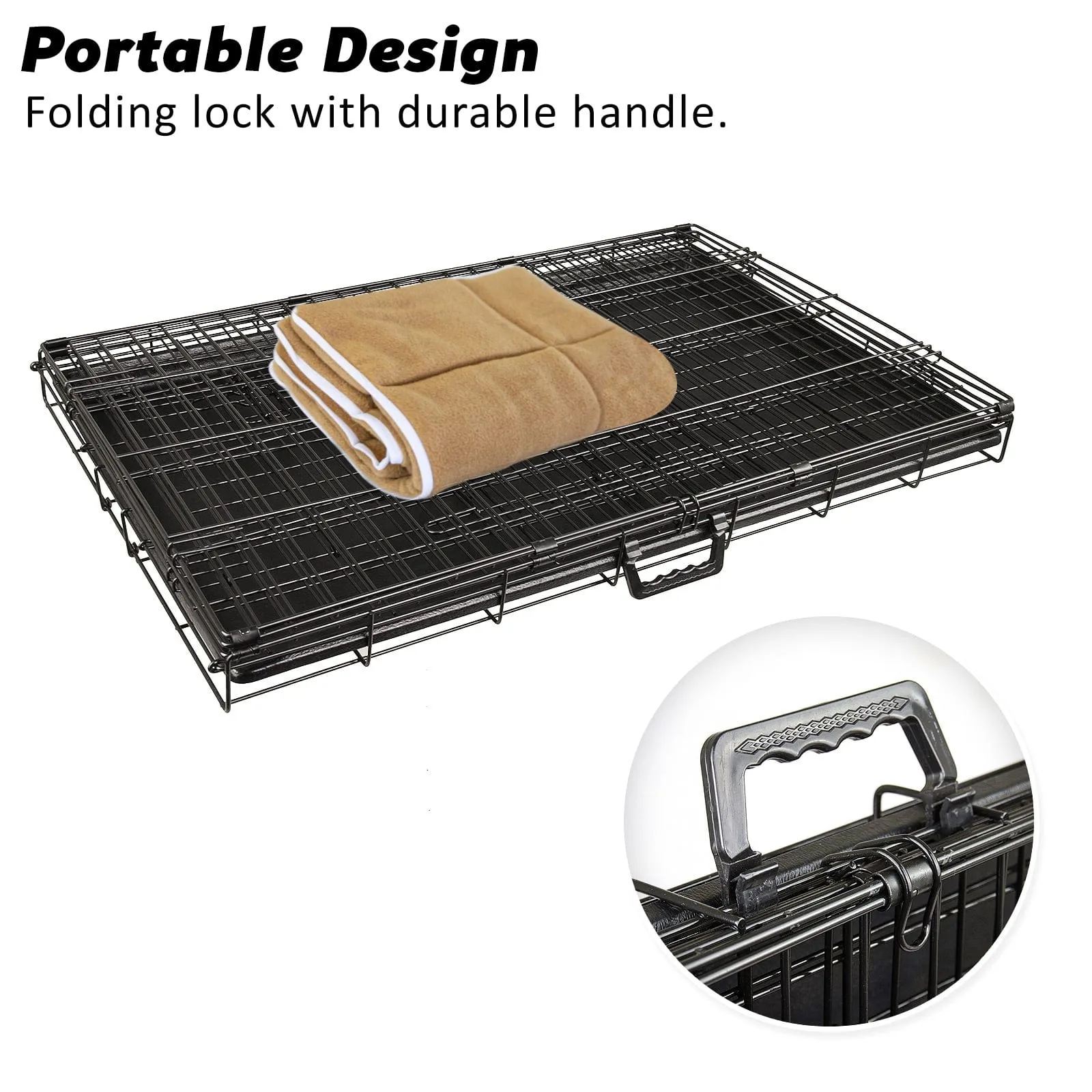 Wire Dog Cage Foldable Crate Kennel 30in with Tray   Cushion Mat Combo