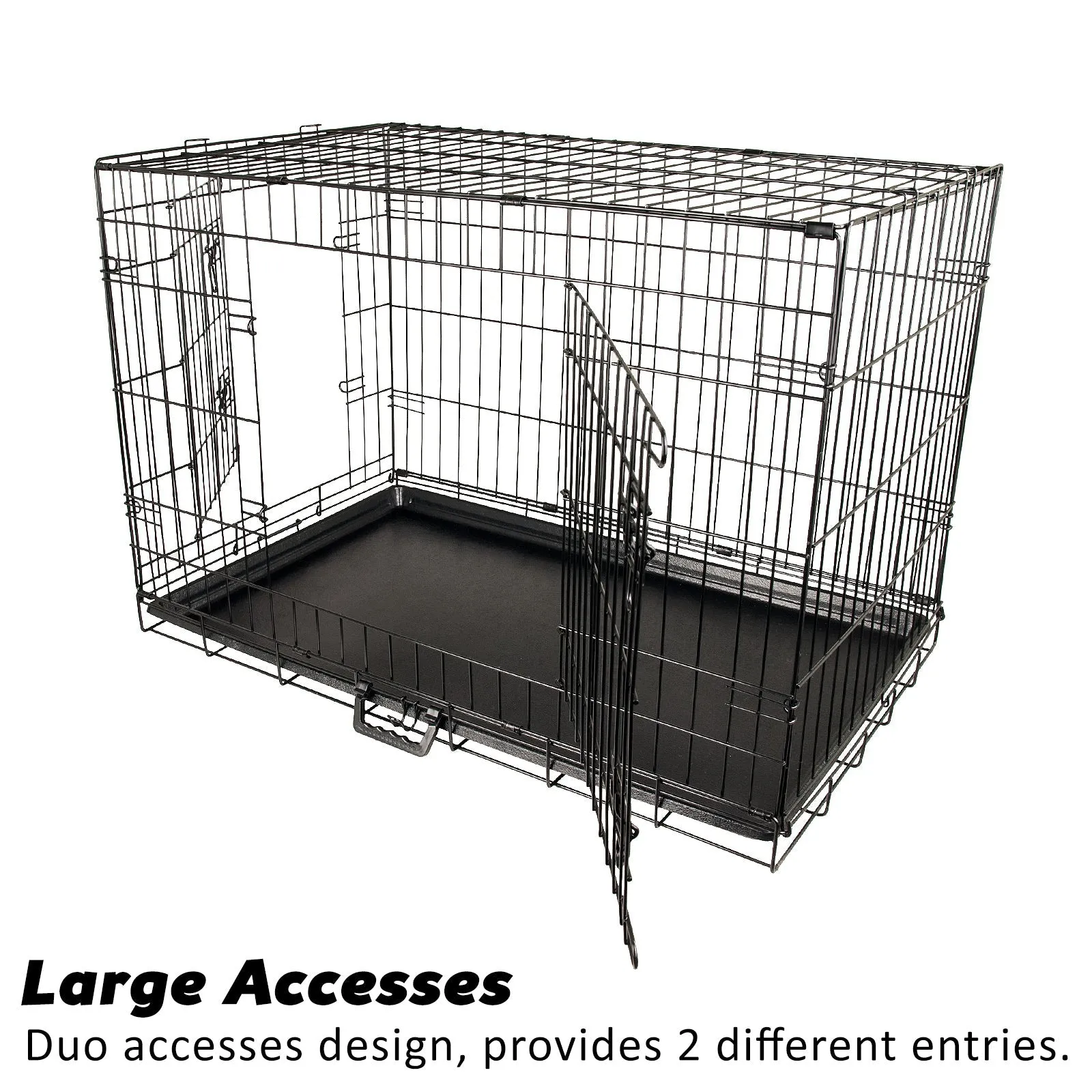 Wire Dog Cage Foldable Crate Kennel 30in with Tray   Cushion Mat Combo