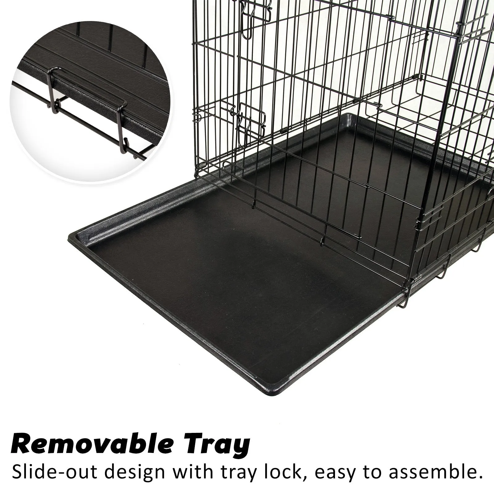 Wire Dog Cage Foldable Crate Kennel 30in with Tray   Cushion Mat Combo