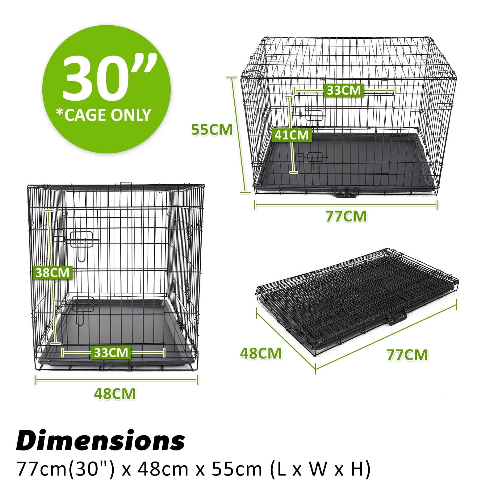 Wire Dog Cage Foldable Crate Kennel 30in with Tray   Cushion Mat Combo