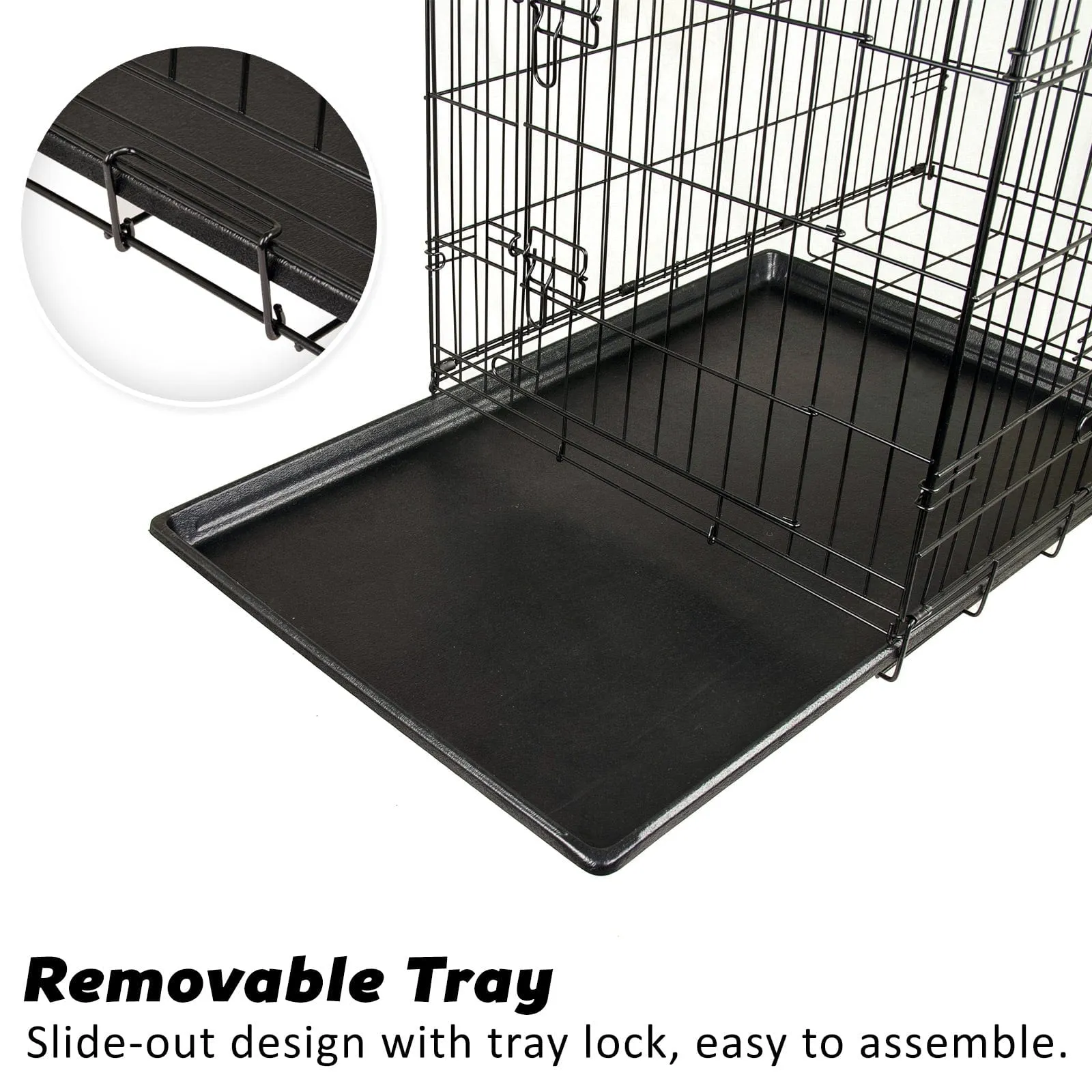 Wire Dog Cage Foldable Crate Kennel 30in with Tray   Cushion Mat Combo