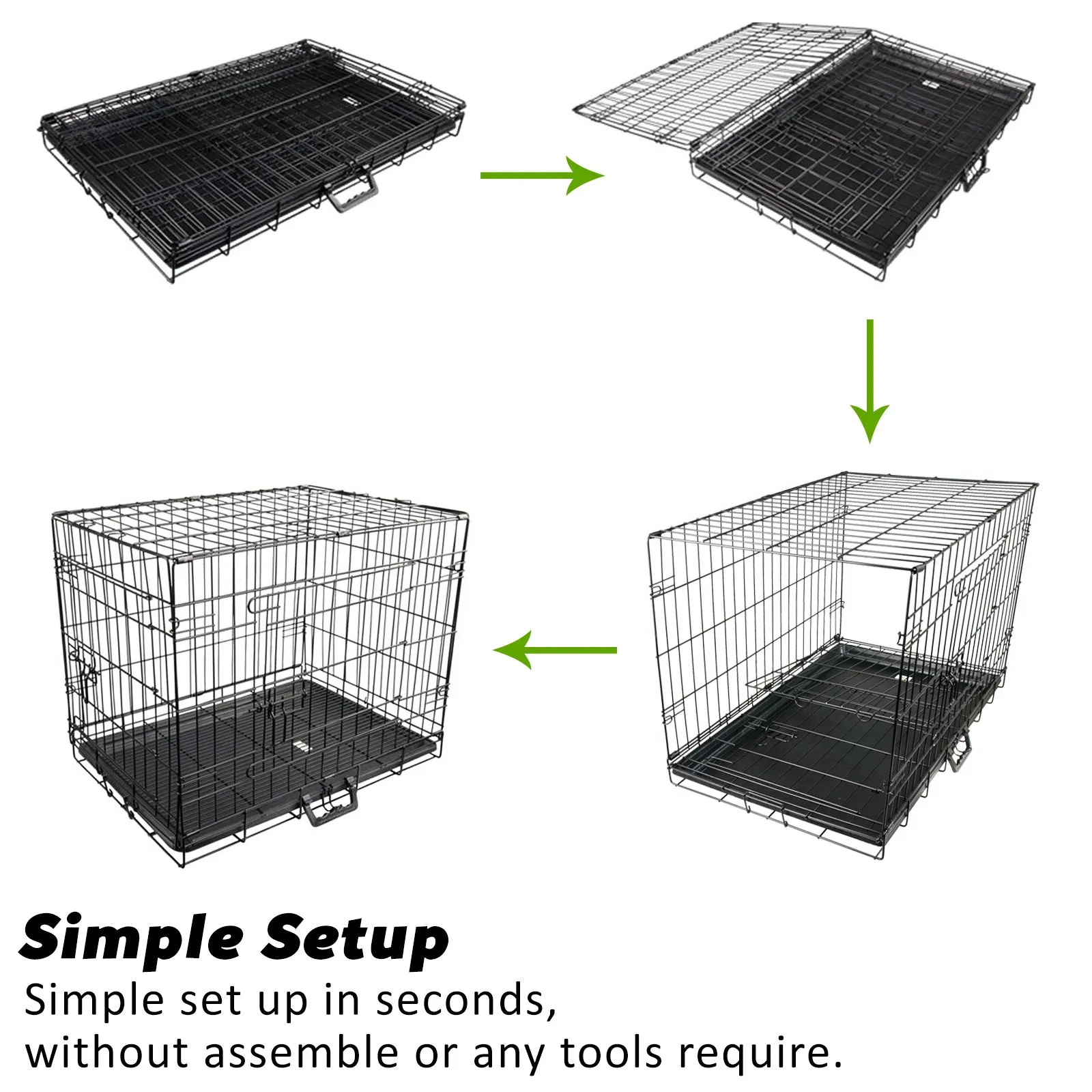 Wire Dog Cage Foldable Crate Kennel 30in with Tray   Cushion Mat Combo